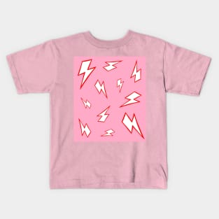 Pink and Red Lightning Pattern Kids T-Shirt